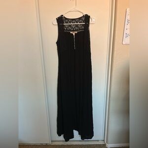 Forever 21 Black Lace  Duster Open Front Long Cardigan Cover Up XS